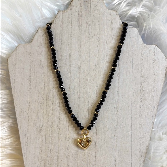 Anne Klein Black and Gold Heart Necklace - Picture 2 of 3
